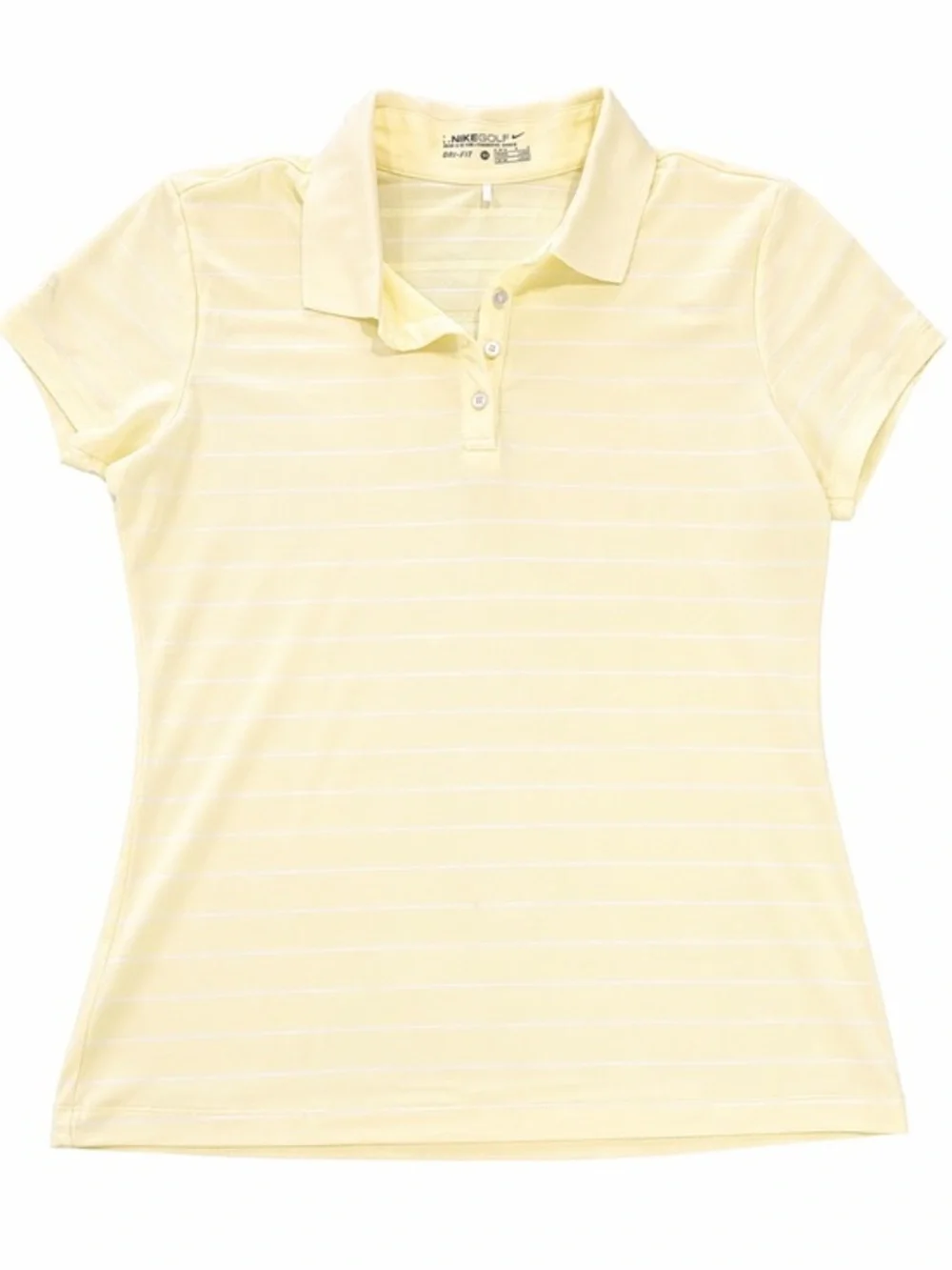 Nike Light Yellow Striped Golf Polo